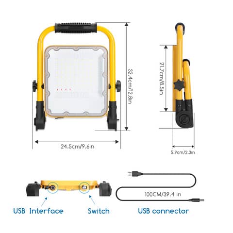 Faretto Flood light LED Aigostar ricaricabile - 24,5x5,9xH.32,4 cm B10203XVO